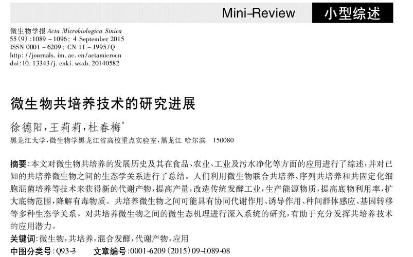 微生物共培养技术在多个领域的应用进展